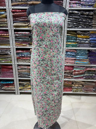 Cotton Handblock Office Wear Suit fabric with Kota Doria Dupatta (Suit Fabric #2332)