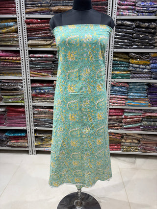 Cotton Handblock Office Wear Suit fabric with Kota Doria Dupatta (Suit Fabric #2335)