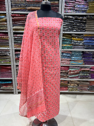 Handblock Cotton Office Wear Top Dupatta Combo