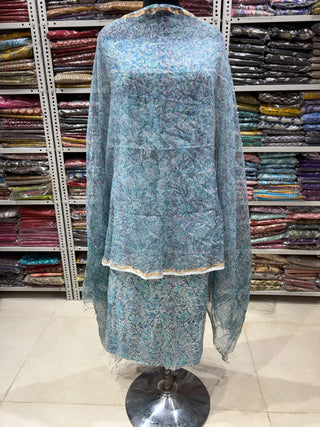 Handblock Cotton Office Wear Top Bottom and Dupatta Combo (Suit Fabric #2338)