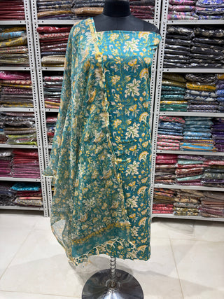 Handblock Cotton Office Wear Top Dupatta Combo