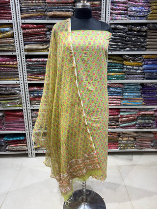 Handblock Cotton Office Wear Top Dupatta Combo