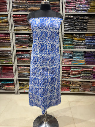 Cotton Handblock Office Wear Suit fabric with Kota Doria Dupatta (Suit Fabric #2344)