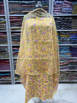 Handblock Cotton Office Wear Suit fabric with Kota Doria Dupatta  (Suit Fabric #2345)