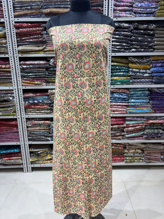 Cotton Handblock Office Wear Suit fabric with Kota Doria Dupatta (Suit Fabric #2348)
