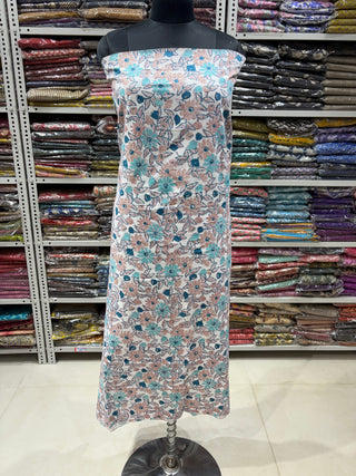 Cotton Handblock Office Wear Suit fabric with Kota Doria Dupatta (Suit Fabric #2354)