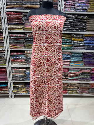 Cotton Handblock Office Wear Suit fabric with Kota Doria Dupatta  (Suit Fabric #2355)