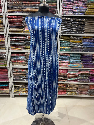 Cotton Dabu Indigo Handblock Office Wear Suit fabric with Kota doria Dupatta