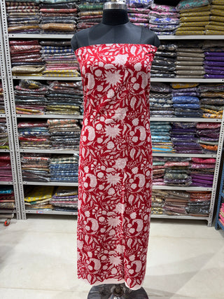 Cotton Handblock Office Wear Suit fabric with Kota Doria Dupatta
