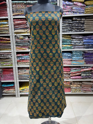 Ajrakh Cotton Handblock Office Wear Suit fabric with Kota Doria Dupatta