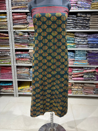 Ajrakh Cotton Handblock Office Wear Suit fabric with Kota Doria Dupatta
