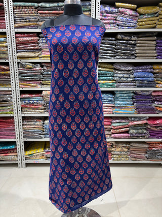 Ajrakh Cotton Handblock Office Wear Suit fabric with Kota Doria Dupatta