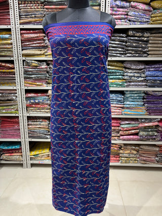 Ajrakh Cotton Handblock Office Wear Suit fabric with Kota Doria Dupatta