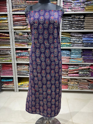 Ajrakh Cotton Handblock Office Wear Suit fabric with Kota Doria Dupatta
