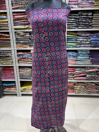 Ajrakh Cotton Handblock Office Wear Suit fabric with Kota Doria Dupatta