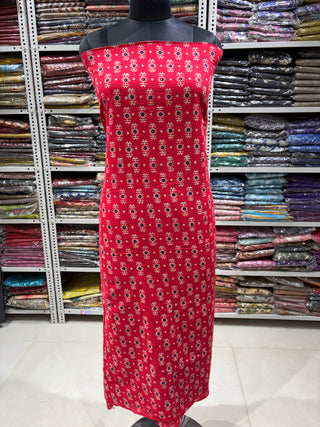 Ajrakh Cotton Handblock Office Wear Suit fabric with Kota Doria Dupatta