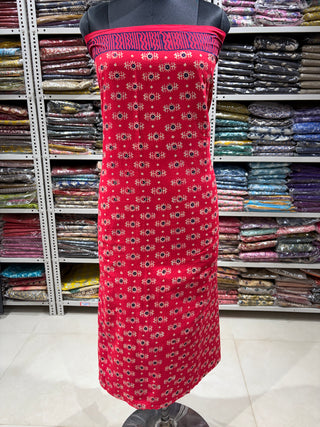 Ajrakh Cotton Handblock Office Wear Suit fabric with Kota Doria Dupatta