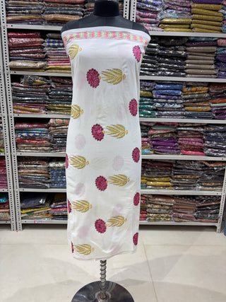 Cotton Handblock Office Wear Suit fabric with Kota Doria Dupatta (Code : 990)