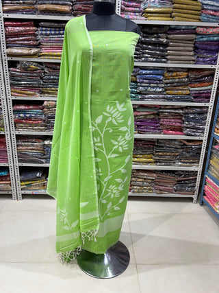 Handloom Cotton Needle Jamdani Top With Dupatta Set (Suit Fabric #2377) Cotton Dupatta