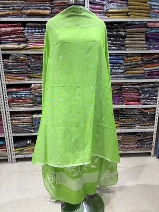 Handloom Cotton Needle Jamdani Top With Dupatta Set (Suit Fabric #2377) Cotton Dupatta