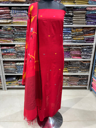 Handloom Cotton Needle Jamdani Top With Dupatta Set (Suit Fabric #2375)