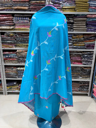 Handloom Cotton Needle Jamdani Top With Dupatta Set (Suit Fabric #2378) Cotton Dupatta
