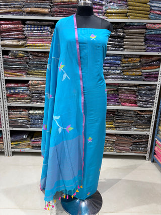Handloom Cotton Needle Jamdani Top With Dupatta Set