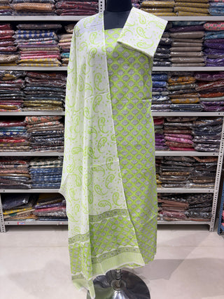 Handblock Cotton Suit Material with Cotton Dupatta