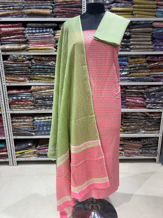 Handblock Cotton Suit Material with Cotton Dupatta