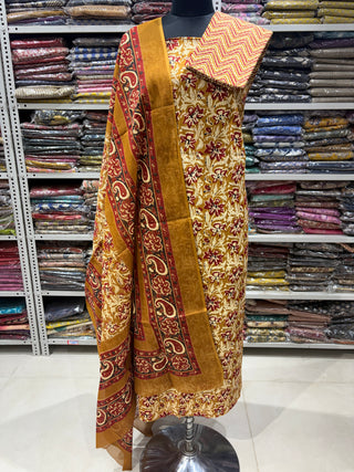 Handblock Cotton Suit Material with Cotton Dupatta