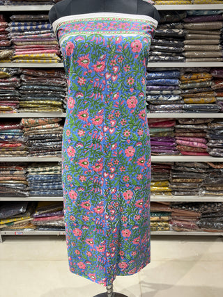 Handblock Cotton Suit Material with Cotton Dupatta