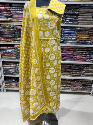 Handblock Cotton Suit Material with Cotton Dupatta