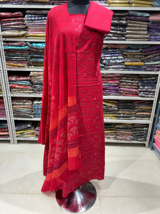 Handblock Cotton Suit Material with Cotton Dupatta