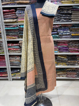 Handblock Cotton Suit Material with Cotton Dupatta
