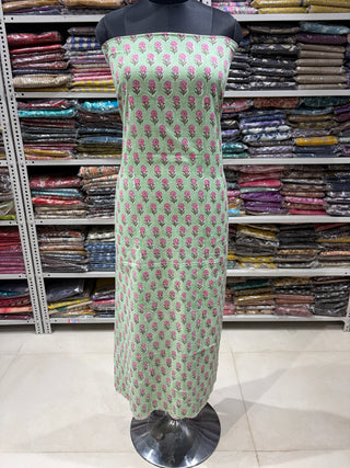 Handblock Cotton Office Wear Suit fabric with Kota Doria Dupatta (#2392)