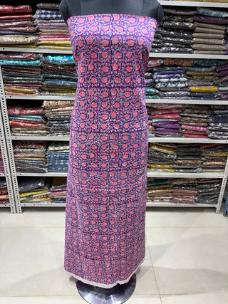 Cotton Handblock Office Wear Suit fabric with Kota Doria Dupatta (Suit Fabric #2390)