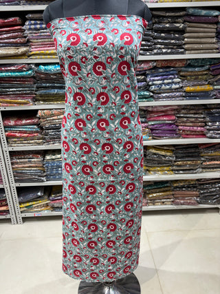 Cotton Handblock Office Wear Suit fabric with Kota Doria Dupatta (Suit Fabric #2391)