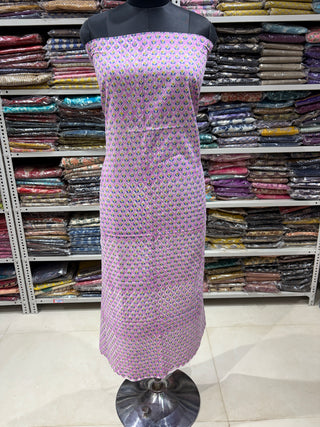 Pink Cotton Handblock Office Wear Suit fabric with Kota Doria Dupatta