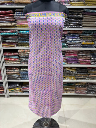 Pink Cotton Handblock Office Wear Suit fabric with Kota Doria Dupatta