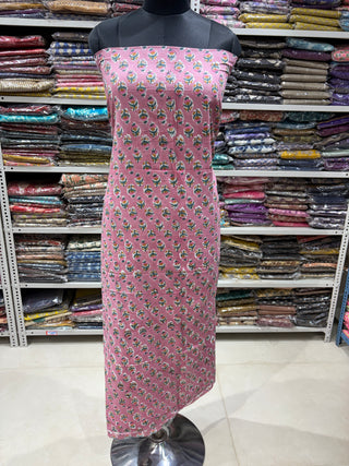 Cotton Handblock Office Wear Suit fabric with Kota Doria Dupatta (#2394)