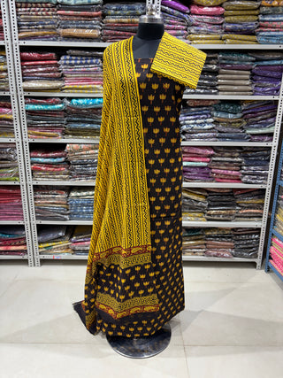 Handblock Cotton Suit Material with Cotton Dupatta