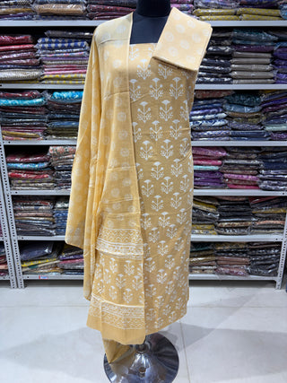 Handblock Cotton Suit Material with Cotton Dupatta