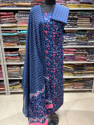 Handblock Cotton Suit Material with Cotton Dupatta