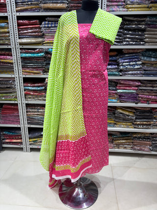 Handblock Cotton Suit Material with Cotton Dupatta