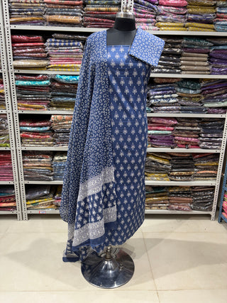 Handblock Cotton Suit Material with Cotton Dupatta