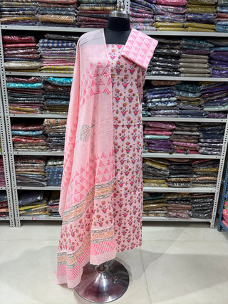 Handblock Cotton Suit Material with Cotton Dupatta