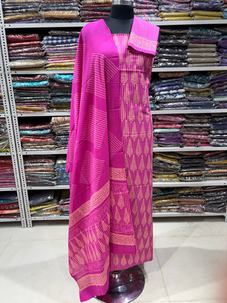 Cotton Handblock Office Wear Suit fabric with Cotton Dupatta
