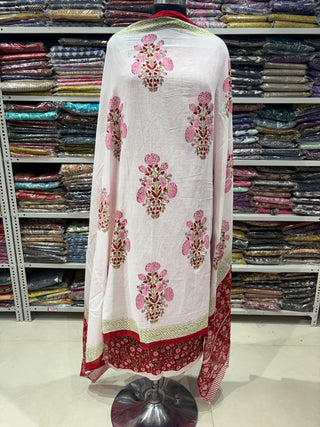 Handblock Cotton Suit Material with Cotton Dupatta