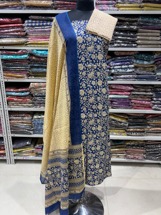 Handblock Cotton Suit Material with Cotton Dupatta