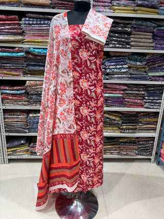 Handblock Cotton Suit Material with Cotton Dupatta